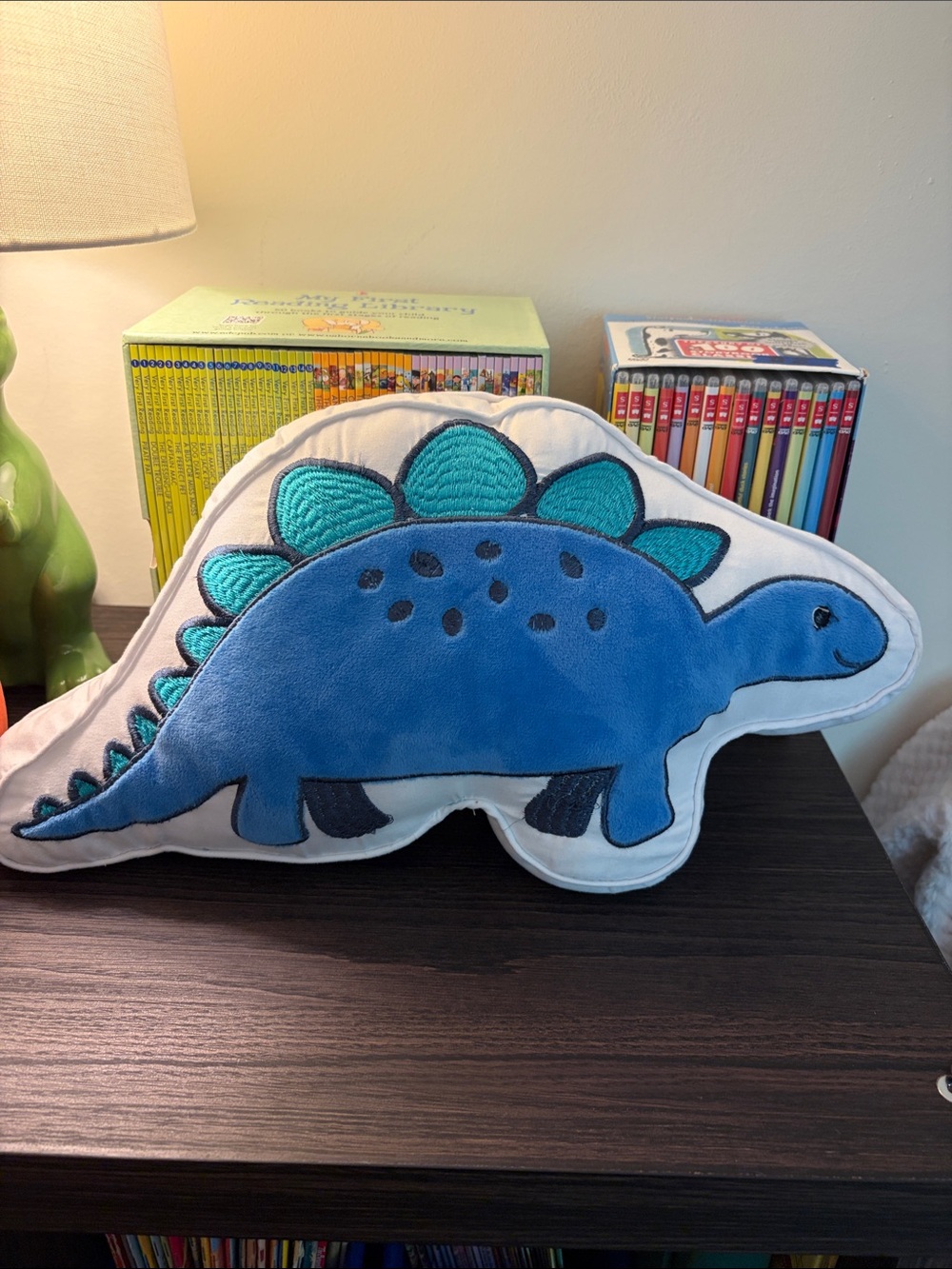 Blue Dinosaur Plush Accent Pillow - Kids Room Accent